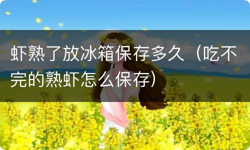 虾熟了放冰箱保存多久（吃不完的熟虾怎么保存）