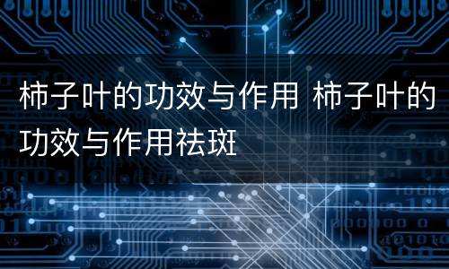 柿子叶的功效与作用 柿子叶的功效与作用祛斑
