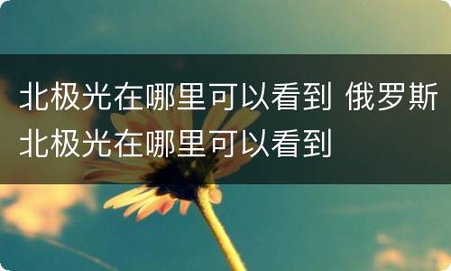 北极光在哪里可以看到 俄罗斯北极光在哪里可以看到
