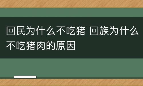 回民为什么不吃猪 回族为什么不吃猪肉的原因