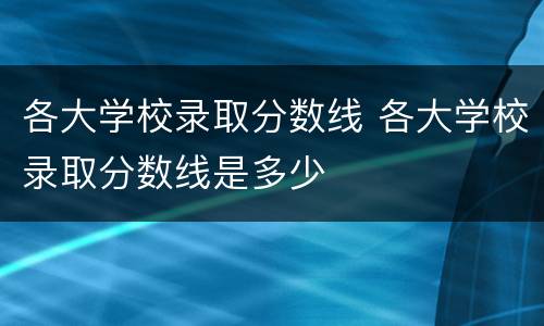 各大学校录取分数线 各大学校录取分数线是多少