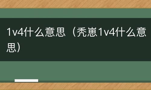 1v4什么意思（秃崽1v4什么意思）
