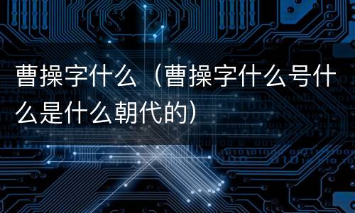 曹操字什么（曹操字什么号什么是什么朝代的）
