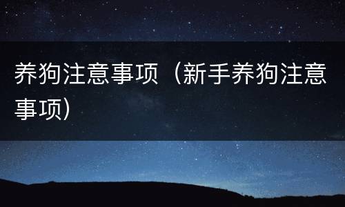 养狗注意事项（新手养狗注意事项）