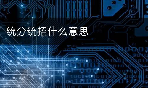统分统招什么意思