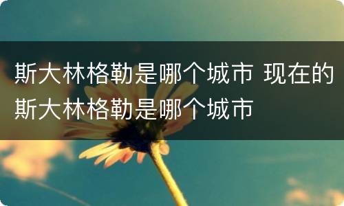 斯大林格勒是哪个城市 现在的斯大林格勒是哪个城市