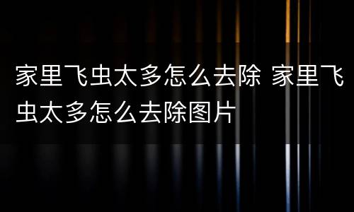 家里飞虫太多怎么去除 家里飞虫太多怎么去除图片