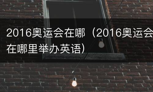 2016奥运会在哪（2016奥运会在哪里举办英语）