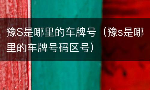豫S是哪里的车牌号（豫s是哪里的车牌号码区号）
