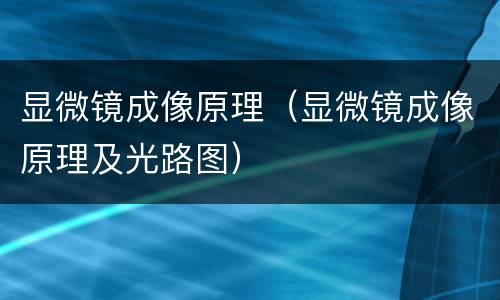 显微镜成像原理（显微镜成像原理及光路图）