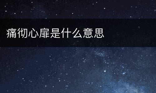 痛彻心扉是什么意思