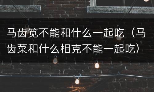 马齿笕不能和什么一起吃（马齿菜和什么相克不能一起吃）