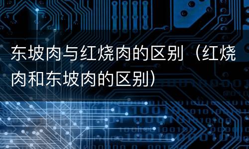 东坡肉与红烧肉的区别（红烧肉和东坡肉的区别）