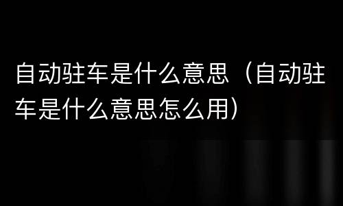自动驻车是什么意思（自动驻车是什么意思怎么用）
