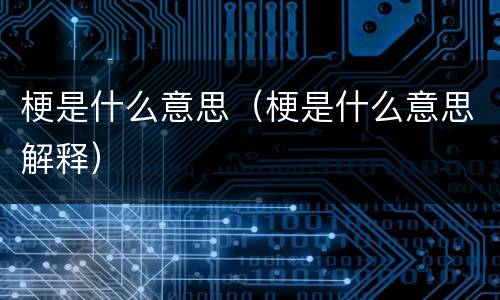 梗是什么意思（梗是什么意思解释）
