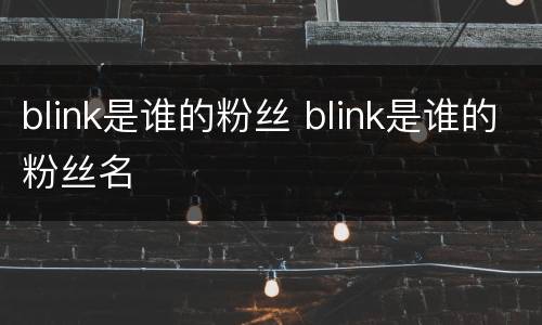 blink是谁的粉丝 blink是谁的粉丝名