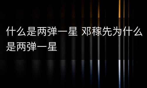 什么是两弹一星 邓稼先为什么是两弹一星