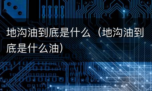 地沟油到底是什么（地沟油到底是什么油）