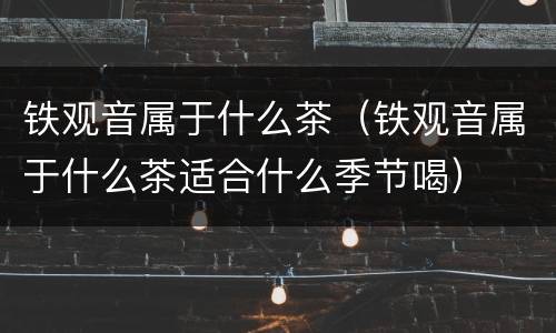 铁观音属于什么茶（铁观音属于什么茶适合什么季节喝）