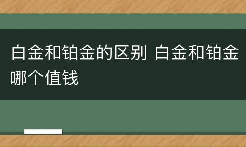 白金和铂金的区别 白金和铂金哪个值钱