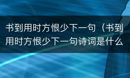 书到用时方恨少下一句（书到用时方恨少下一句诗词是什么拼音）