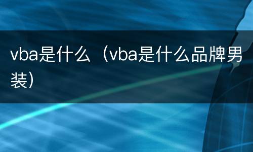 vba是什么（vba是什么品牌男装）