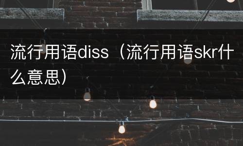 流行用语diss（流行用语skr什么意思）