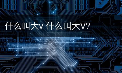 什么叫大v 什么叫大V?