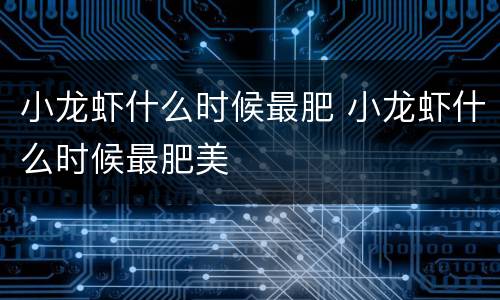 小龙虾什么时候最肥 小龙虾什么时候最肥美