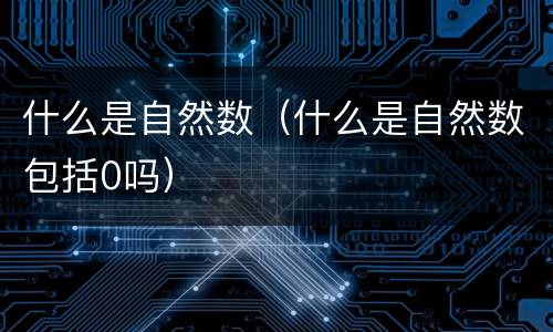 什么是自然数（什么是自然数包括0吗）