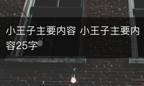 小王子主要内容 小王子主要内容25字