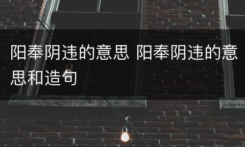 阳奉阴违的意思 阳奉阴违的意思和造句