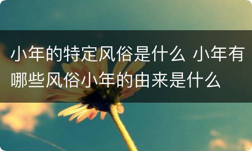 小年的特定风俗是什么 小年有哪些风俗小年的由来是什么