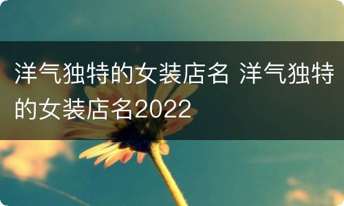 洋气独特的女装店名 洋气独特的女装店名2022