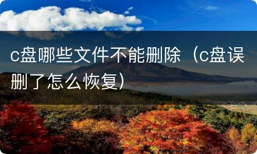 c盘哪些文件不能删除（c盘误删了怎么恢复）