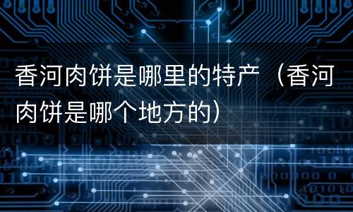 香河肉饼是哪里的特产（香河肉饼是哪个地方的）