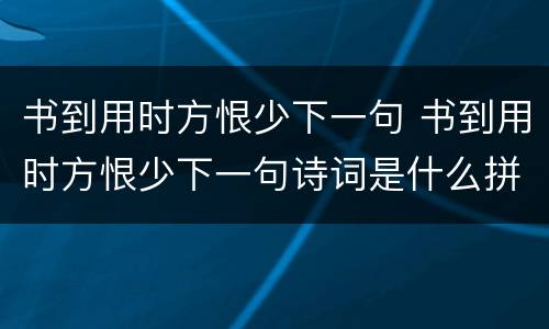 书到用时方恨少下一句 书到用时方恨少下一句诗词是什么拼音