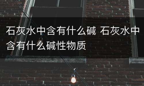 石灰水中含有什么碱 石灰水中含有什么碱性物质