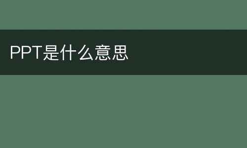 PPT是什么意思
