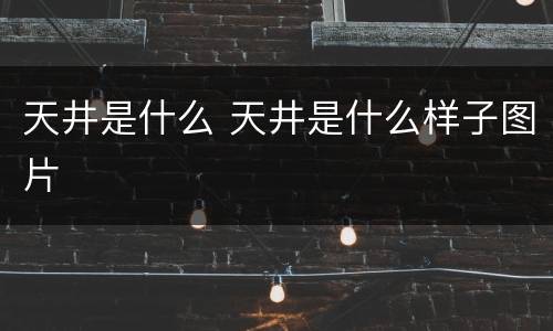 天井是什么 天井是什么样子图片