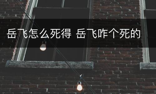 岳飞怎么死得 岳飞咋个死的