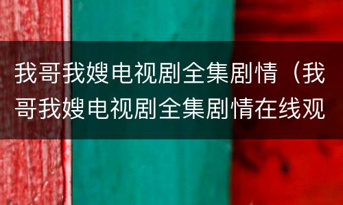 我哥我嫂电视剧全集剧情（我哥我嫂电视剧全集剧情在线观看）