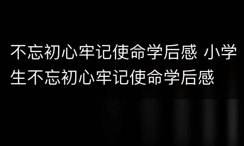 不忘初心牢记使命学后感 小学生不忘初心牢记使命学后感