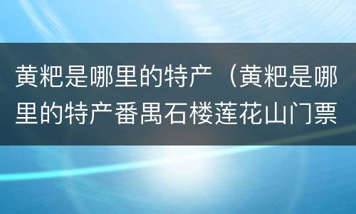 黄粑是哪里的特产（黄粑是哪里的特产番禺石楼莲花山门票多少钱）