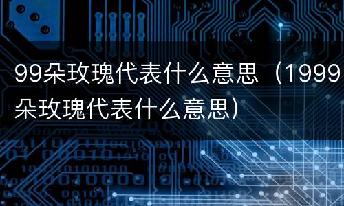 99朵玫瑰代表什么意思（1999朵玫瑰代表什么意思）
