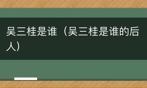 吴三桂是谁（吴三桂是谁的后人）