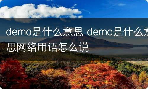 demo是什么意思 demo是什么意思网络用语怎么说