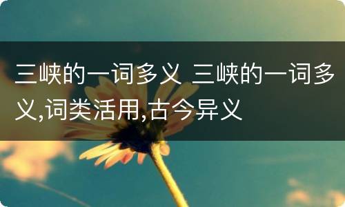 三峡的一词多义 三峡的一词多义,词类活用,古今异义