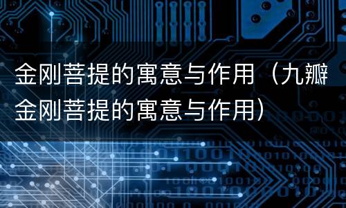 金刚菩提的寓意与作用（九瓣金刚菩提的寓意与作用）
