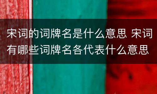 宋词的词牌名是什么意思 宋词有哪些词牌名各代表什么意思